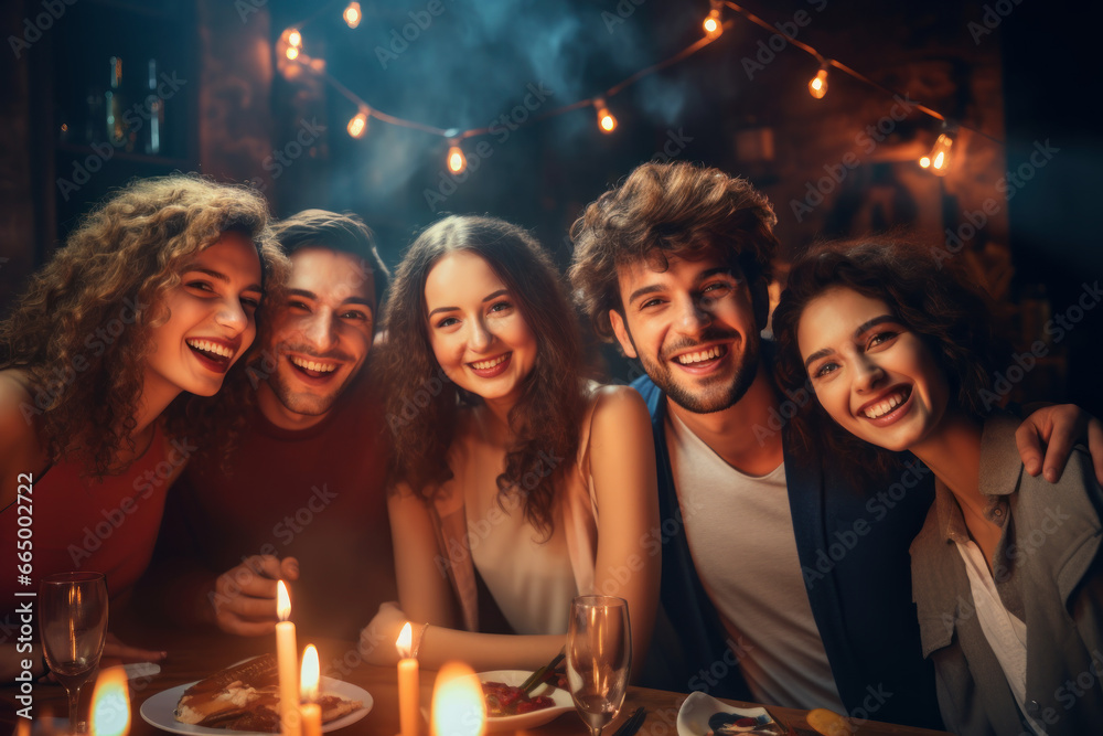 Fototapeta premium Group of friends enjoying a party