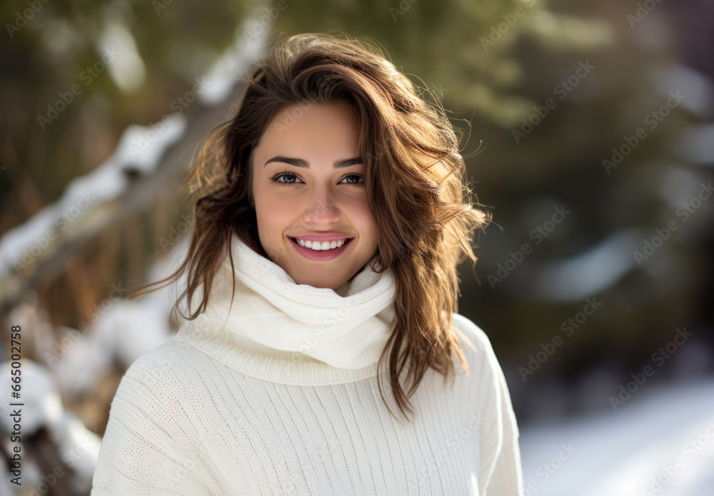 Young beautiful woman in white looking at the camera Young beautiful woman in white looking at the camera