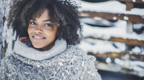 Joyful young black woman in...