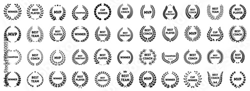 Awards and best nominee award wreaths vector icon