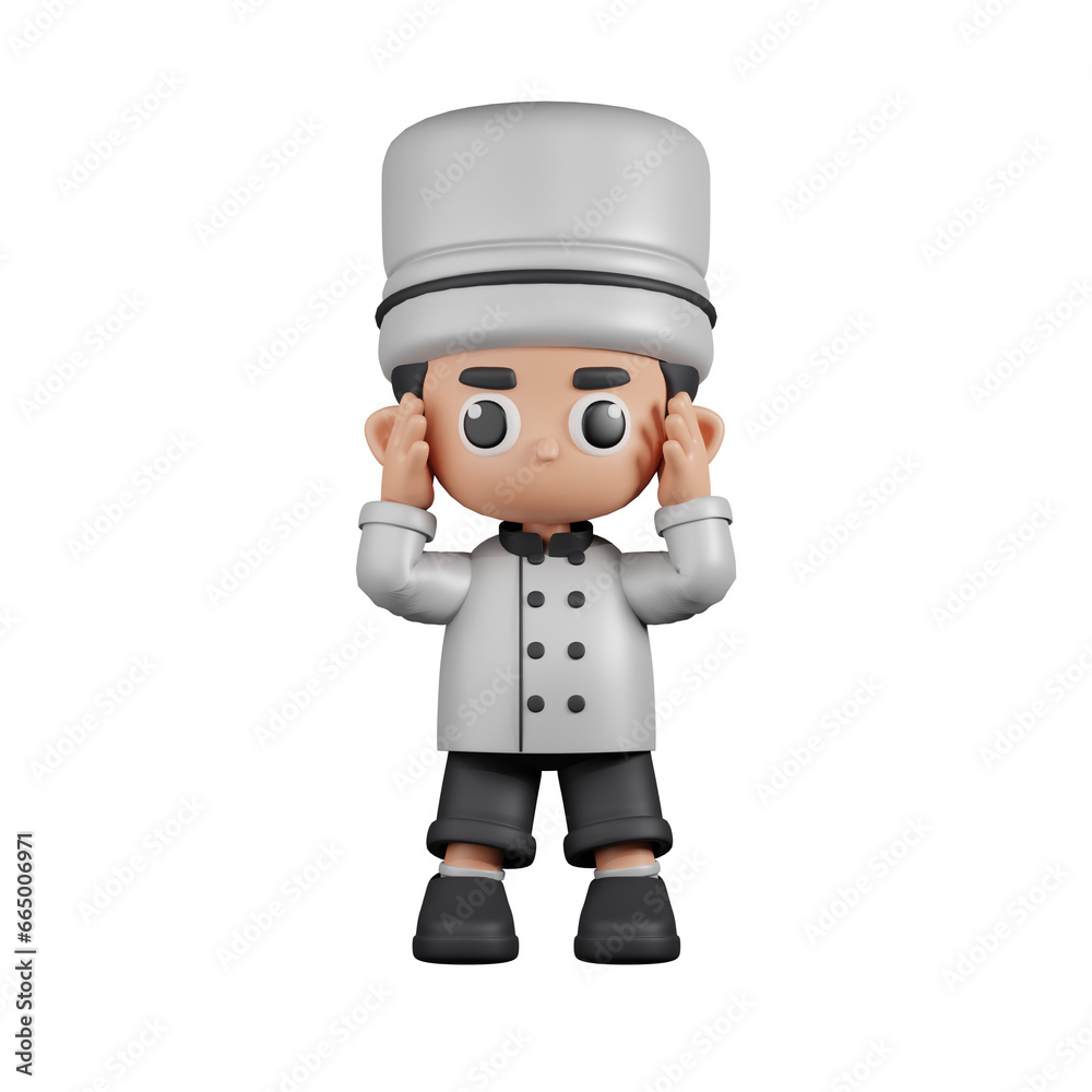 3d Character Chef Dizzy Pose. 3d render isolated on transparent backdrop. 3d Character Chef Dizzy Pose. 3d render isolated on transparent backdrop.
