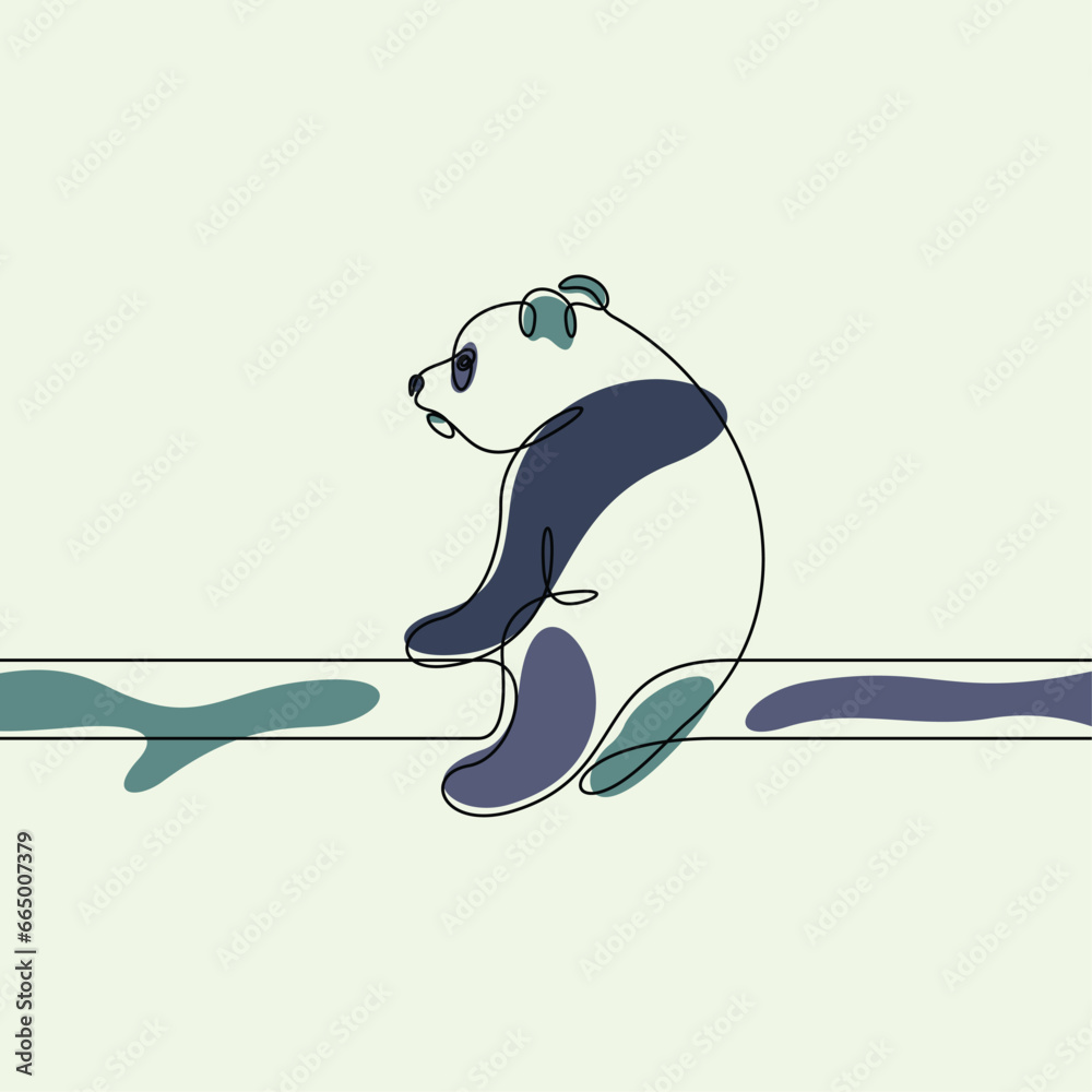 Obraz premium one line art abstract panda, wall decor vector illustration design.can be used for wall art, print, cover design, poster illustration, card, t-shirt print, etc