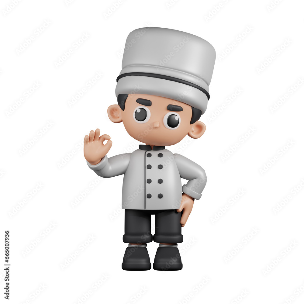 3d Character Chef Giving Ok Sign Pose. 3d render isolated on transparent backdrop. 3d Character Chef Giving Ok Sign Pose. 3d render isolated on transparent backdrop.