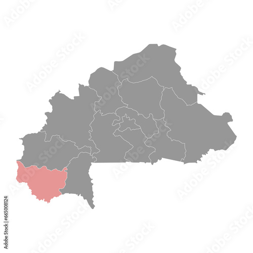Cascades region map  administrative division of Burkina Faso.