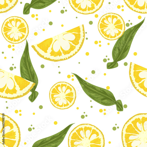A seamless pattern of Yuzu fruits. vector illustration.