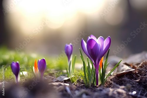 Spring purple crocus flower. © MKhalid