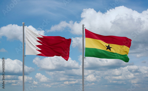 Ghana and Bahrain flags, country relationship concept