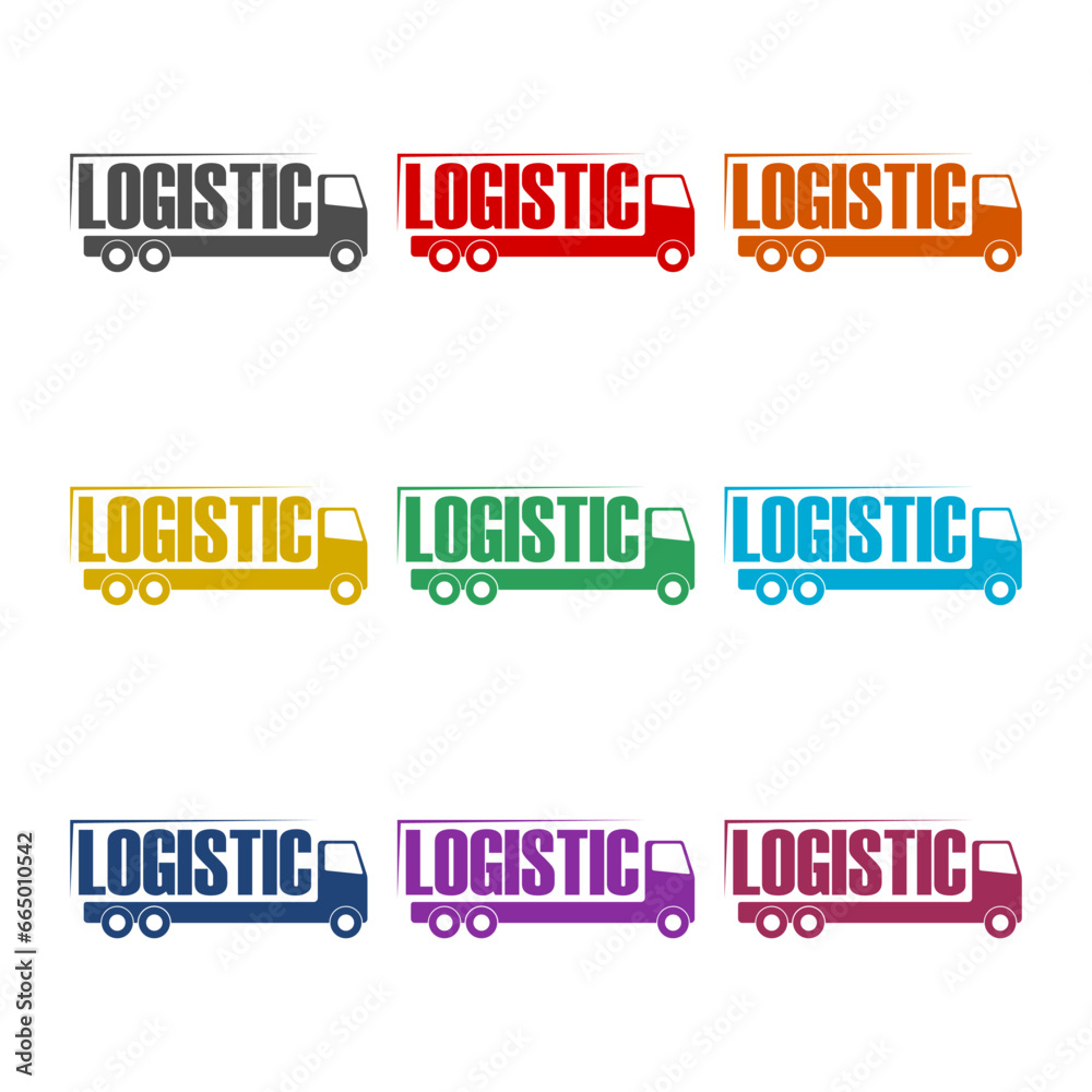 Logistic truck icon isolated on white background. Set icons colorful Logistic truck icon isolated on white background. Set icons colorful