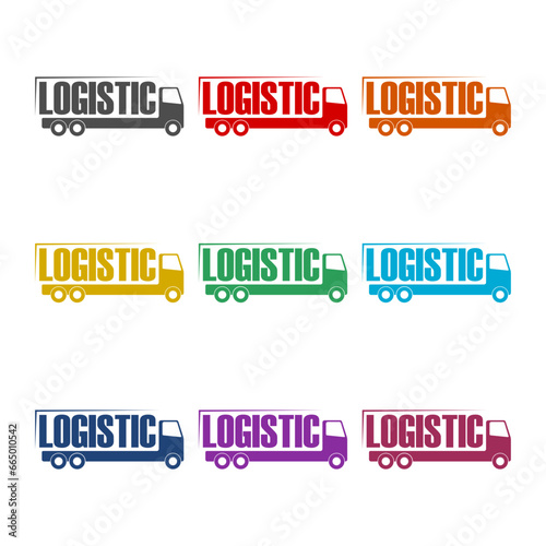 Logistic truck icon isolated on white background. Set icons colorful