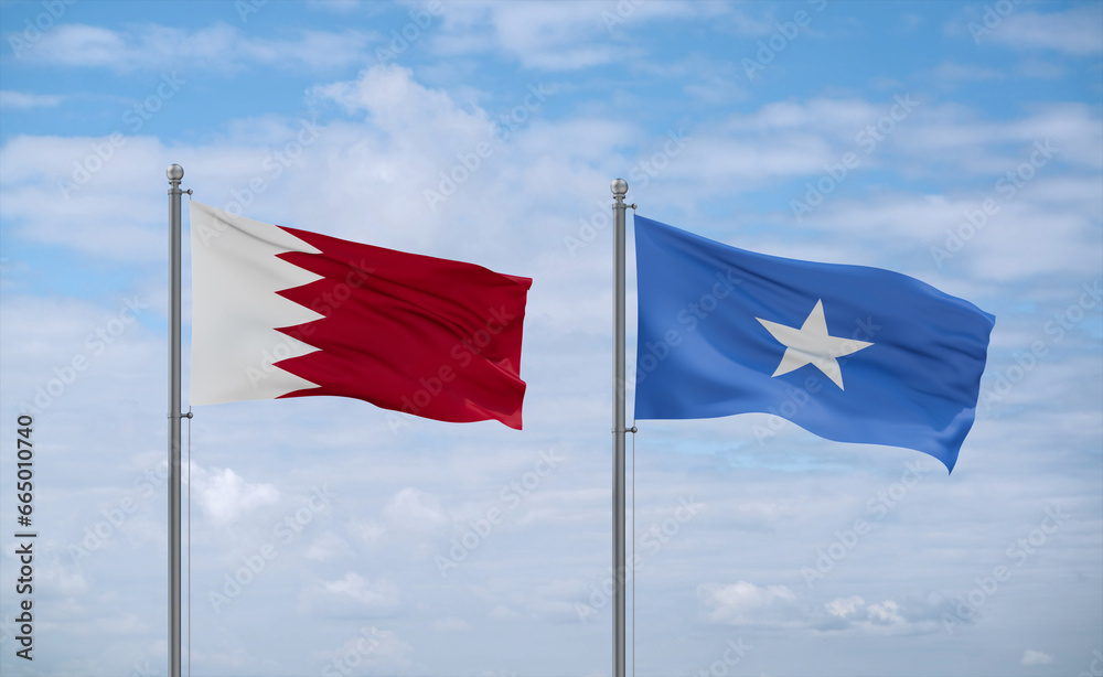 Somalia and Bahrain flags, country relationship concept Somalia and Bahrain flags, country relationship concept