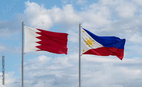 Philippines and Bahrain flags, country relationship concept