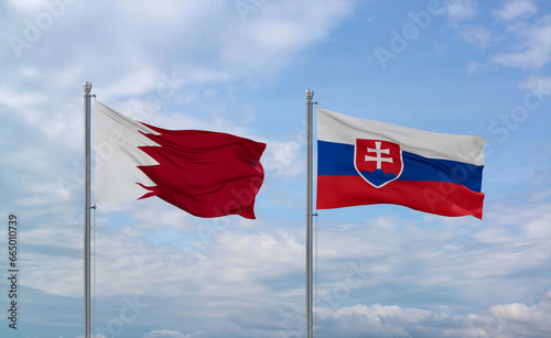 Canvas Print Slovakia and Bahrain flags, country relationship concept