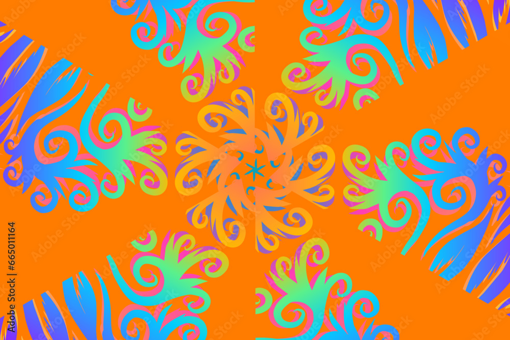 Beautiful colourful caleidoscope gradient flower art pattern traditional Java classic indonesian culture pattern Beautiful colourful caleidoscope gradient flower art pattern traditional Java classic indonesian culture pattern