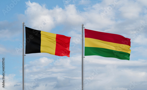 Bolivia and Belgium flags, country relationship concept