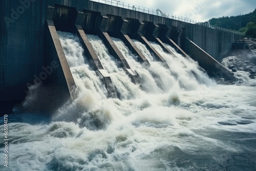 Water Pouring Out of Dam