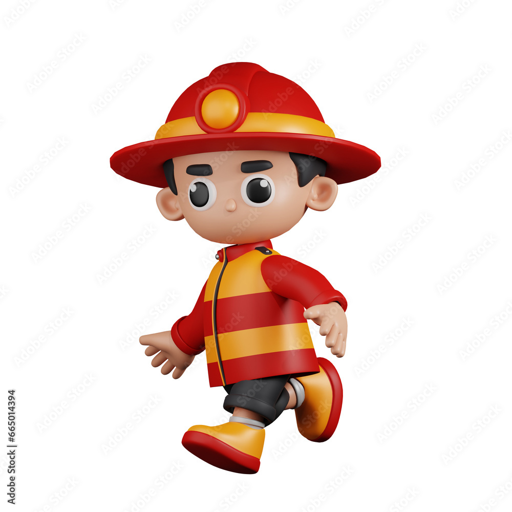 3d Character Firefighter Running Pose. 3d render isolated on transparent backdrop. 3d Character Firefighter Running Pose. 3d render isolated on transparent backdrop.