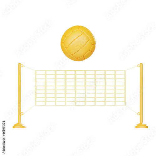 beach volleyball Summerl 3d realistic render icon isolated on transparent background . PNG file.