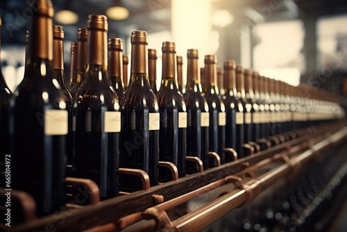 Wine Bottles on Conveyor Belt