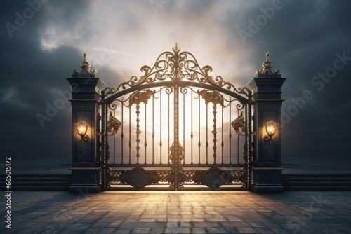 Person Standing in Front of Iron Gate