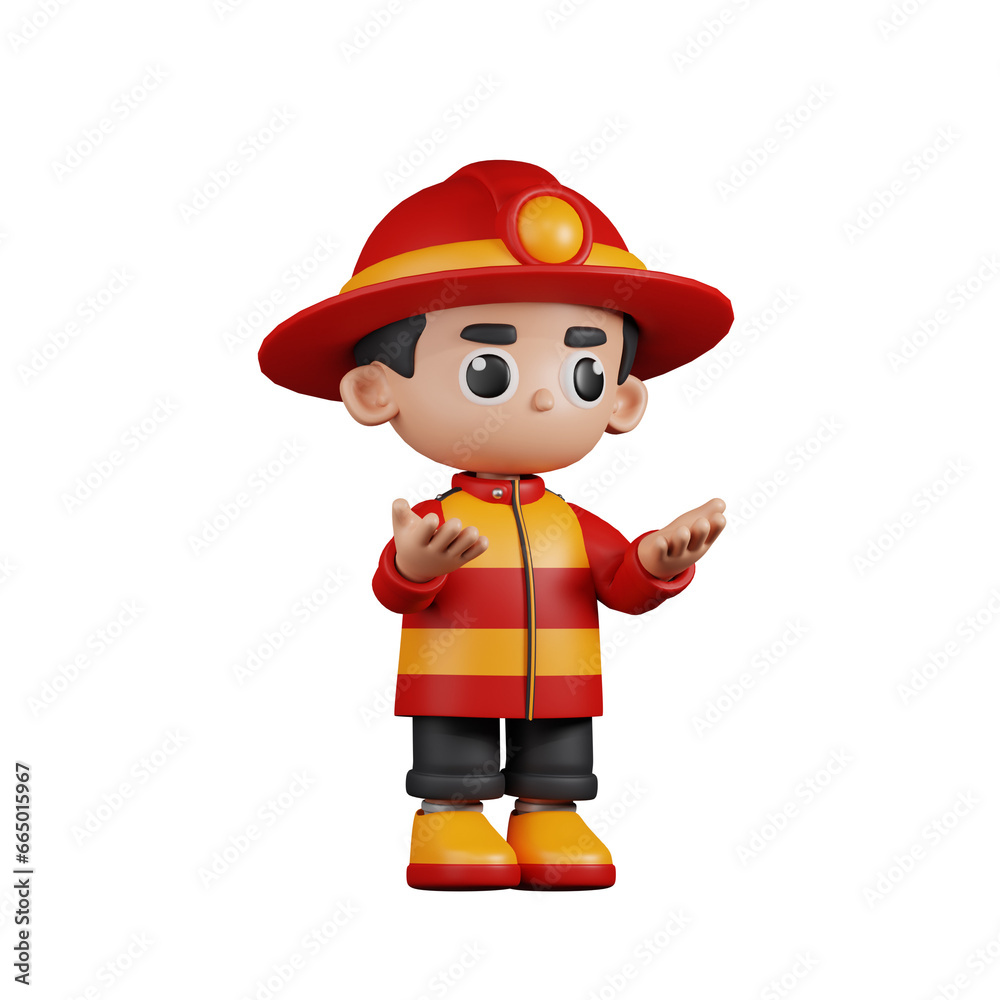 3d Character Firefighter Angry Pose. 3d render isolated on transparent backdrop. 3d Character Firefighter Angry Pose. 3d render isolated on transparent backdrop.
