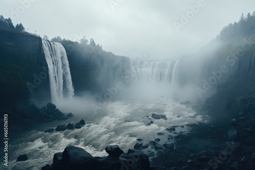 Foggy Forest Waterfall