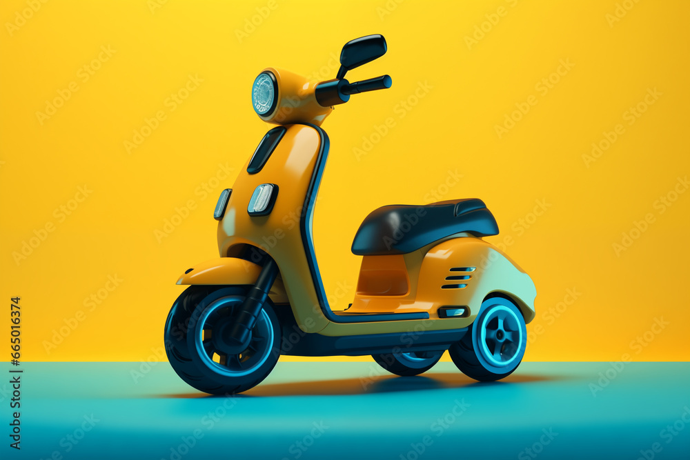 An electric scooter on a blue background An electric scooter on a blue background