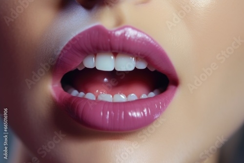 Close-up of Person's Mouth with Toothbrush