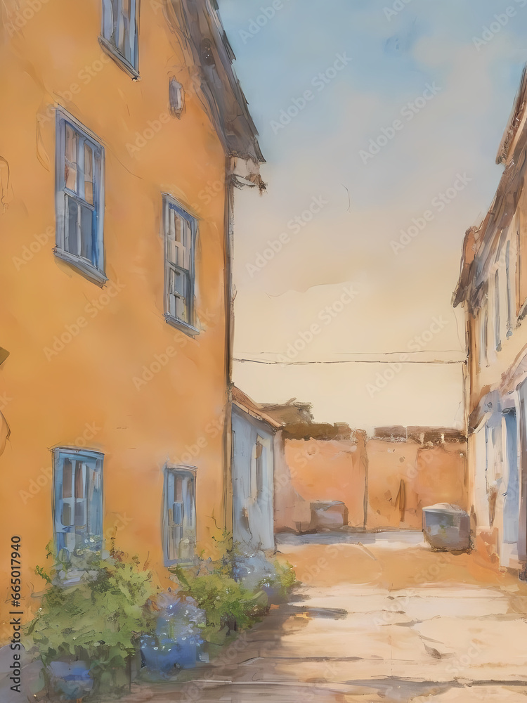 Fototapeta premium Street painting using artificial intelligence mixed with classic anime style