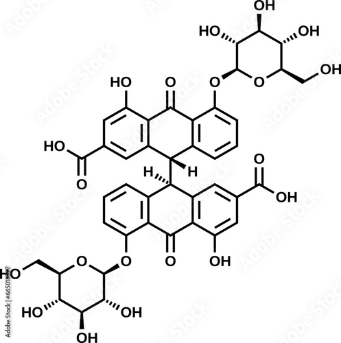Sennoside B structural formula, vector illustration