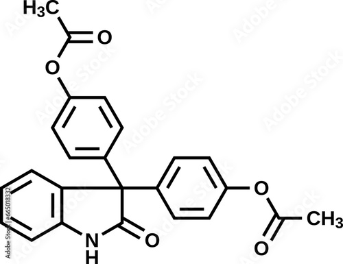 Oxyphenisatin acetate structural formula, vector illustration