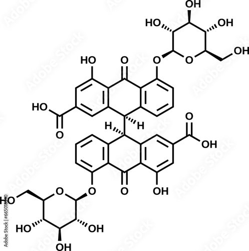 Sennoside A structural formula, vector illustration