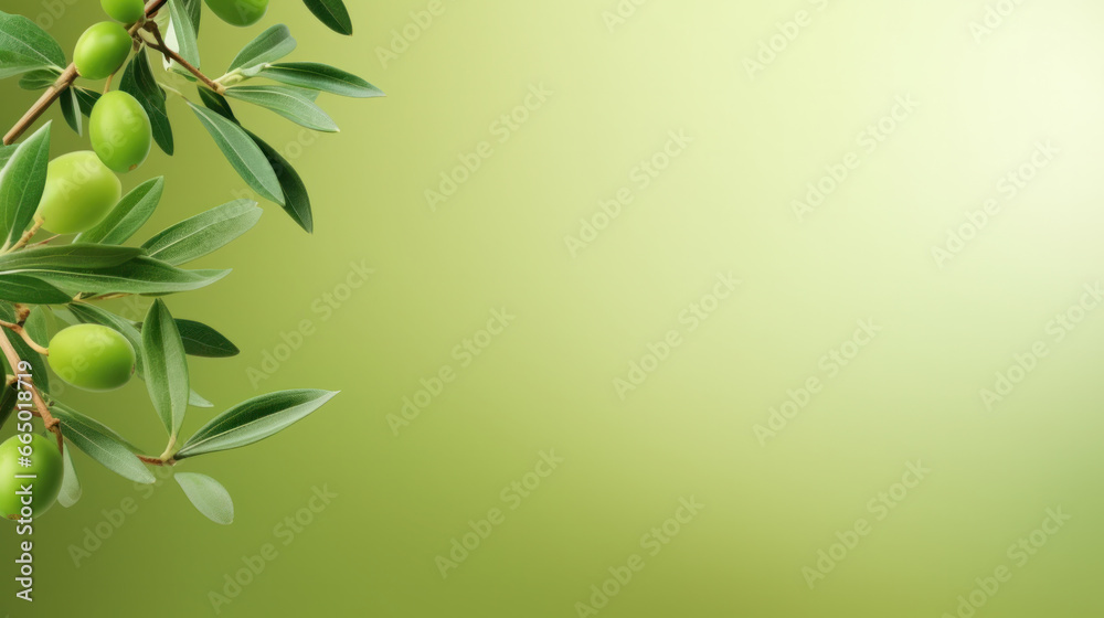 green olives on green background. copy space