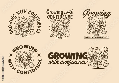 Growing with confidence. Mascot character illustration of a flowers with happy face