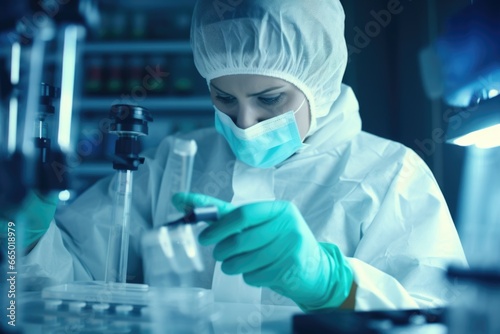 Woman in Lab Coat Working in Laboratory
