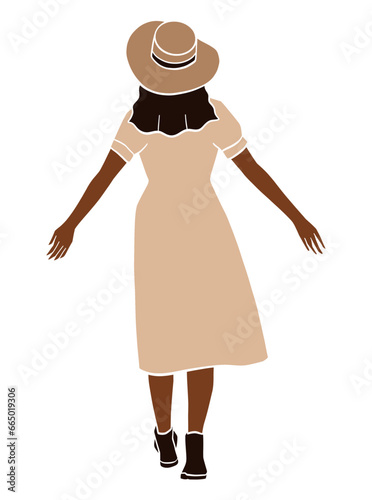 Abstract beautiful woman in hat illustration. Vector illustration.