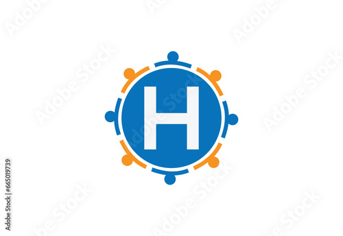 Abstract Initial Letter H Connecting People Logo.