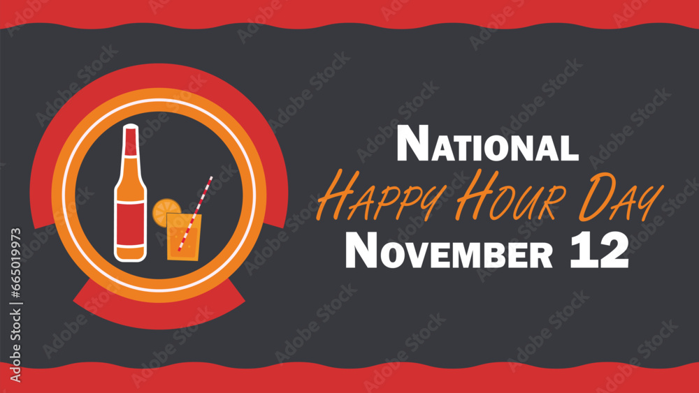 National Happy Hour Day vector banner design. Happy National Happy Hour