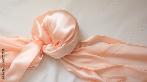 Peachy keen satin puff. Silky ribbon art design. 