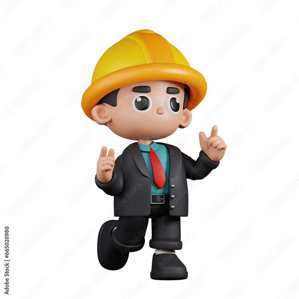 3d Character Engineer Feeling Happy Pose. 3d render isolated on transparent backdrop. 3d Character Engineer Feeling Happy Pose. 3d render isolated on transparent backdrop.