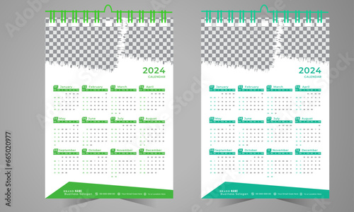 Modern new year 2024 calendar design template