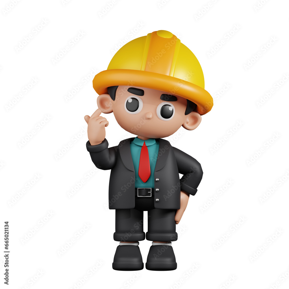 3d Character Engineer Giving Mini Love Pose. 3d render isolated on transparent backdrop. 3d Character Engineer Giving Mini Love Pose. 3d render isolated on transparent backdrop.