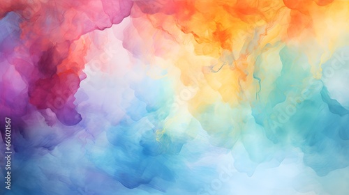Vibrant Tropical Watercolor Background: Colorful Explosions of Fluid Washes © czphoto