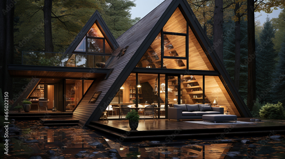 Obraz premium Unique house made of leaves and irregular edges, Inspirational Design Ideas