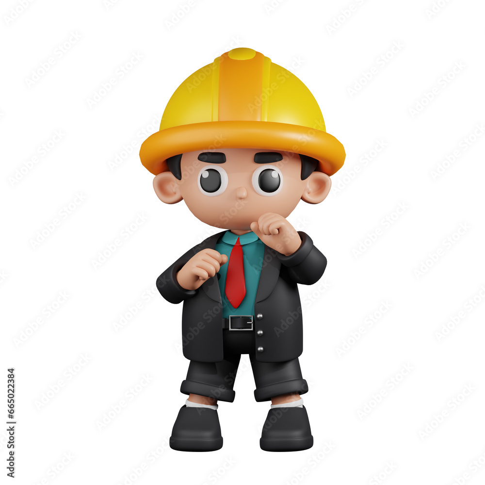 3d Character Engineer Ready To Fight Pose. 3d render isolated on transparent backdrop. 3d Character Engineer Ready To Fight Pose. 3d render isolated on transparent backdrop.