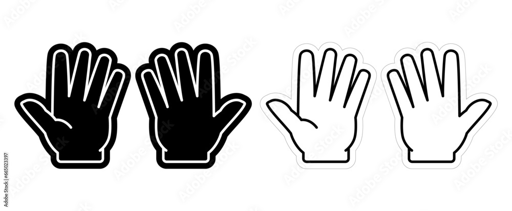 Waving Foam Hand Design, Gesture Indicating Greeting or Celebration, HIgh-Five, Vector Template Isolated on White Background.