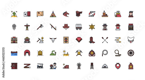 wild west icon set
