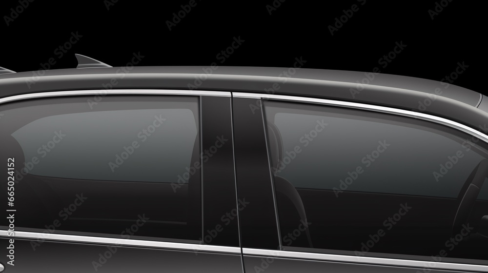 A vehicle window template, a simulated side car window.