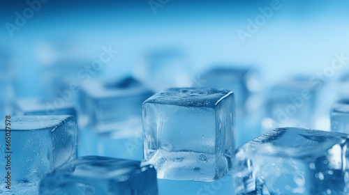 Ice cubes Icy cold background.