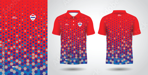 red and blue polo sport shirt sublimation jersey design template