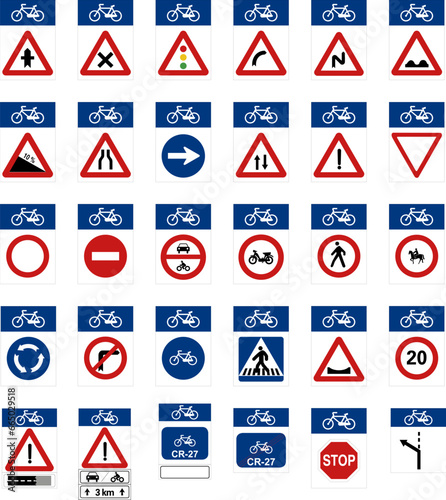bicycle crossing signals, signs and symbols